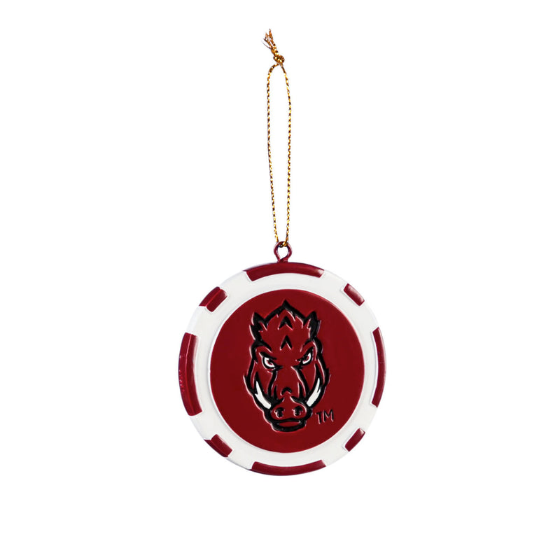 Team Sports America NCAA University of Arkansas Unique Game Chip Christmas Ornament - 2.5" Long x 2.5" Wide x 0.25" High
