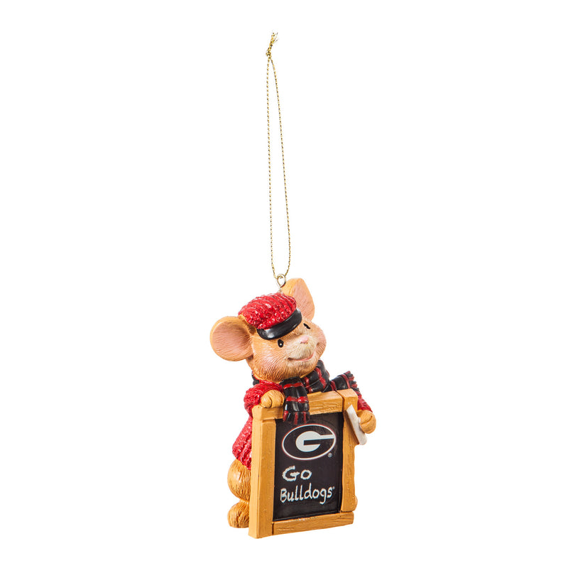 Evergreen University of Georgia, Holiday Mouse Ornament, 2'' x 1.5 '' x 3.5'' inches