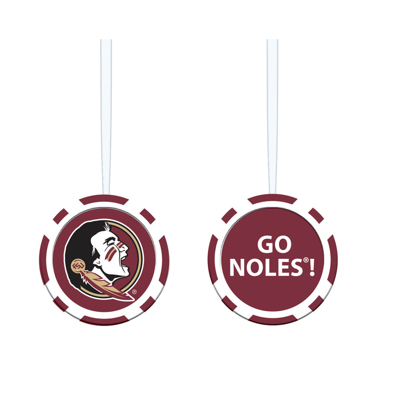 Team Sports America NCAA Florida State University Unique Game Chip Christmas Ornament - 2.5" Long x 2.5" Wide x 0.25" High