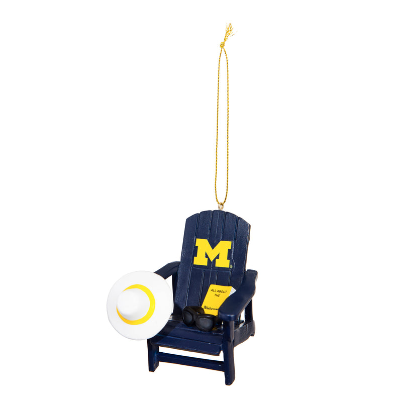Team Sports America NCAA University of Michigan Stunning Beach Adirondack Chair Christmas Ornament - 3" Long x 3" Wide x 3" High