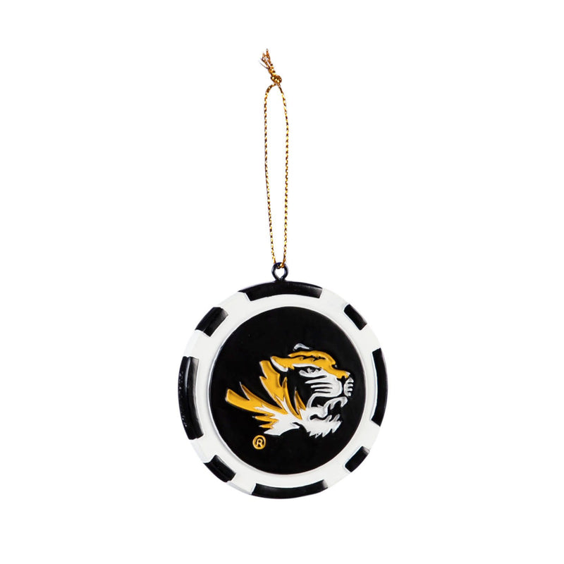 Team Sports America NCAA University of Missouri Unique Game Chip Christmas Ornament - 2.5" Long x 2.5" Wide x 0.25" High