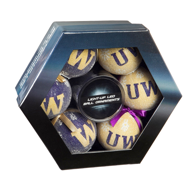 Team Sports America University of Washington Huskies LED Boxed Ornament Set