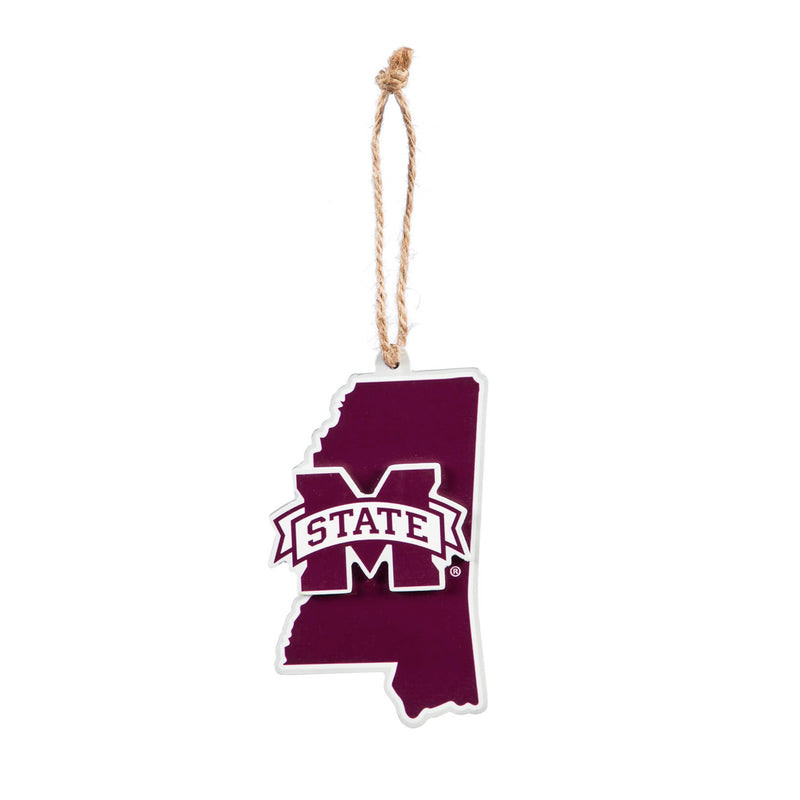 Team Sports America NCAA Mississippi State University Festive State Shaped Christmas Ornament - 5" Long x 5" Wide x 0.2" High
