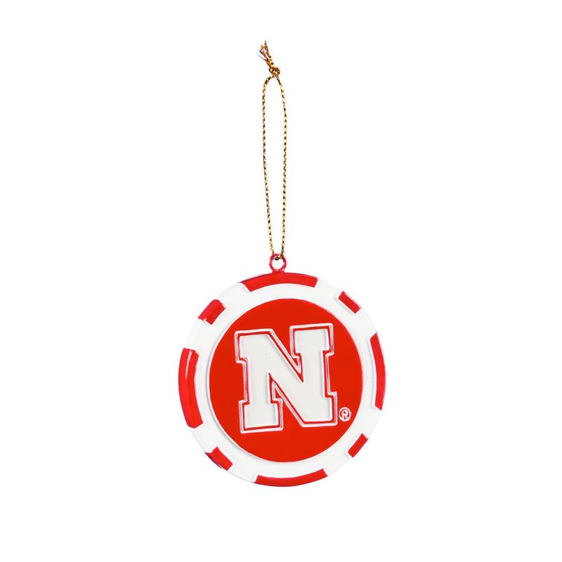Team Sports America NCAA University of Nebraska Unique Game Chip Christmas Ornament - 2.5" Long x 2.5" Wide x 0.25" High