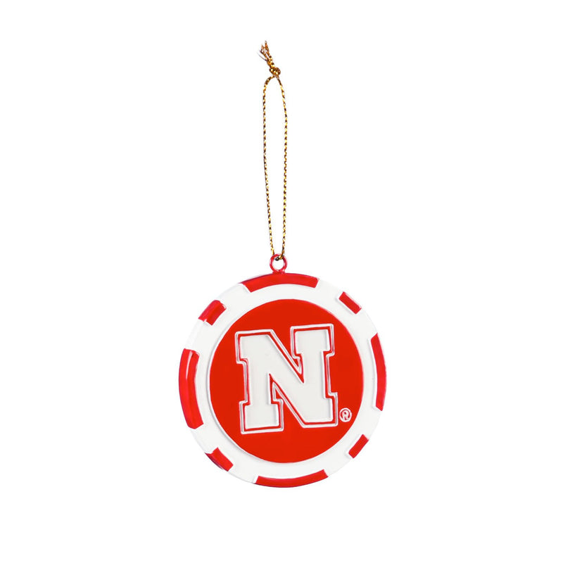 Team Sports America NCAA University of Nebraska Unique Game Chip Christmas Ornament - 2.5" Long x 2.5" Wide x 0.25" High