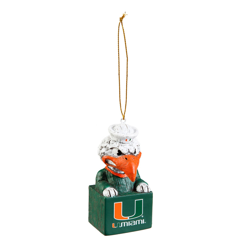 Team Sports America Mascot Ornament, University of Miami, 1.5'' x 1.6 '' x 3.5'' inches
