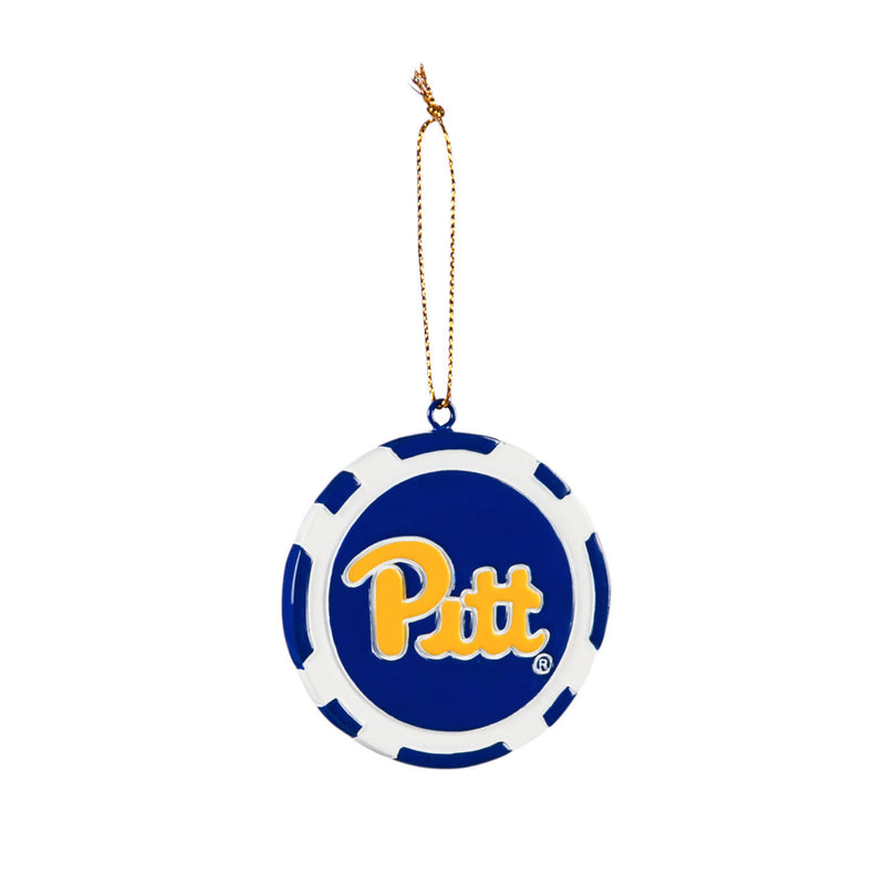 Team Sports America NCAA University of Pittsburgh Unique Game Chip Christmas Ornament - 2.5" Long x 2.5" Wide x 0.25" High