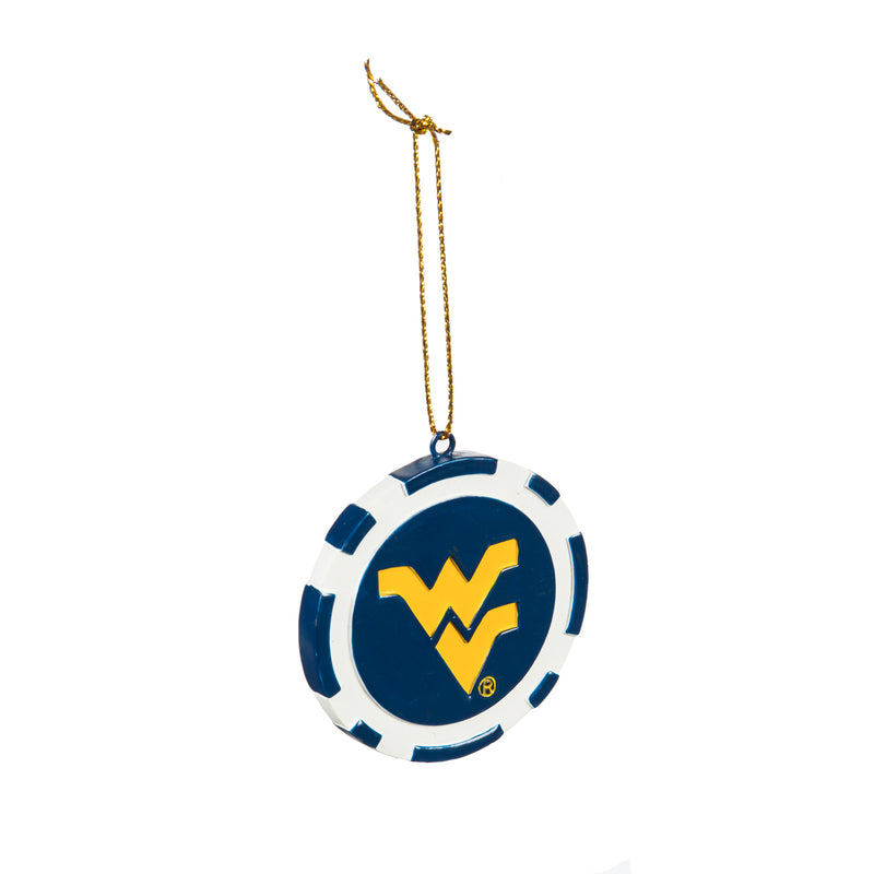 Team Sports America NCAA West Virginia University Unique Game Chip Christmas Ornament - 2.5" Long x 2.5" Wide x 0.25" High