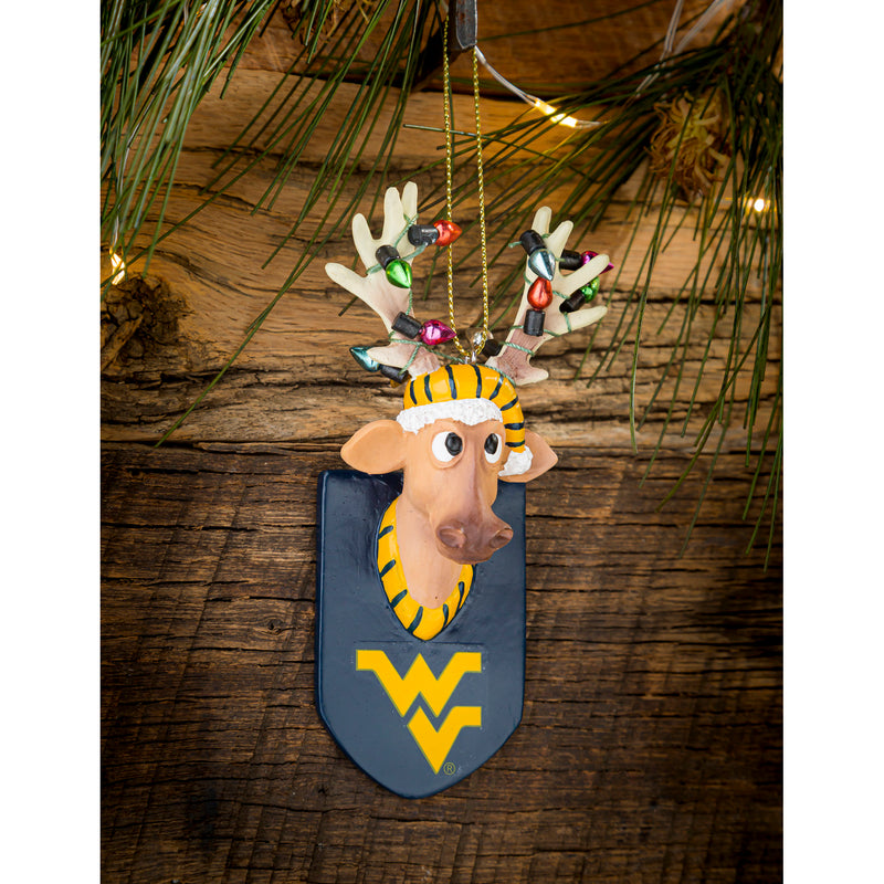 West Virginia University, Resin Reindeer Ornament Officially Licensed Decorative Ornament for Sports Fans