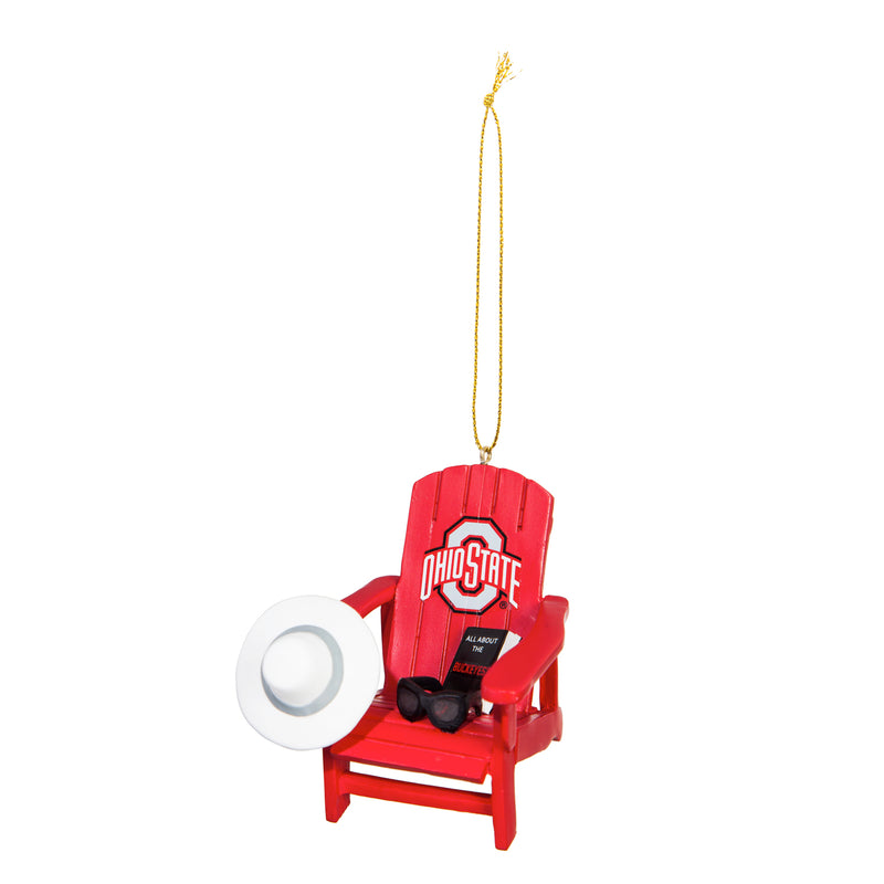 Team Sports America NCAA Ohio State University Stunning Beach Adirondack Chair Christmas Ornament - 3" Long x 3" Wide x 3" High