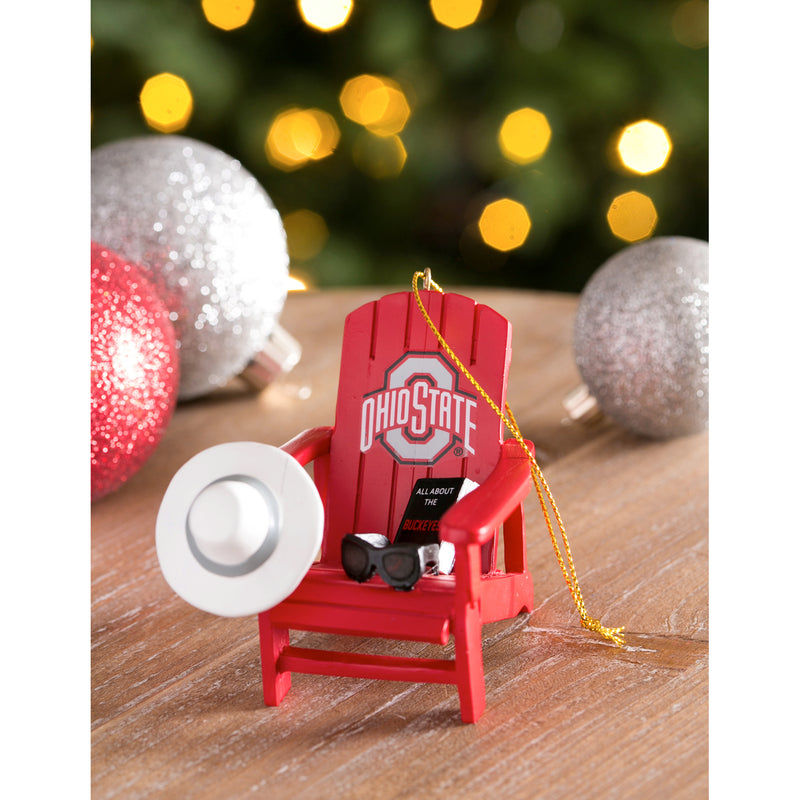 Team Sports America NCAA Ohio State University Stunning Beach Adirondack Chair Christmas Ornament - 3" Long x 3" Wide x 3" High