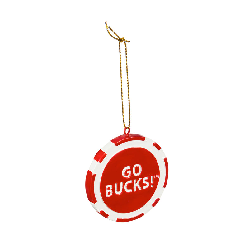Team Sports America NCAA Ohio State University Unique Game Chip Christmas Ornament - 2.5" Long x 2.5" Wide x 0.25" High