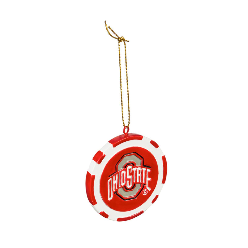 Team Sports America NCAA Ohio State University Unique Game Chip Christmas Ornament - 2.5" Long x 2.5" Wide x 0.25" High
