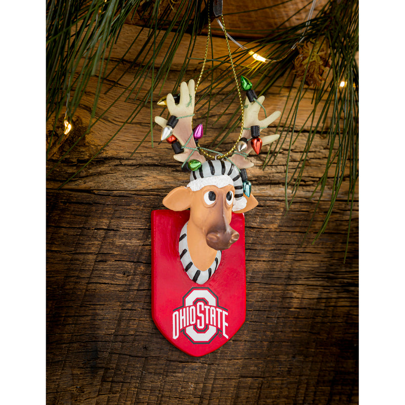 Ohio State University, Resin Reindeer Ornament Officially Licensed Decorative Ornament for Sports Fans