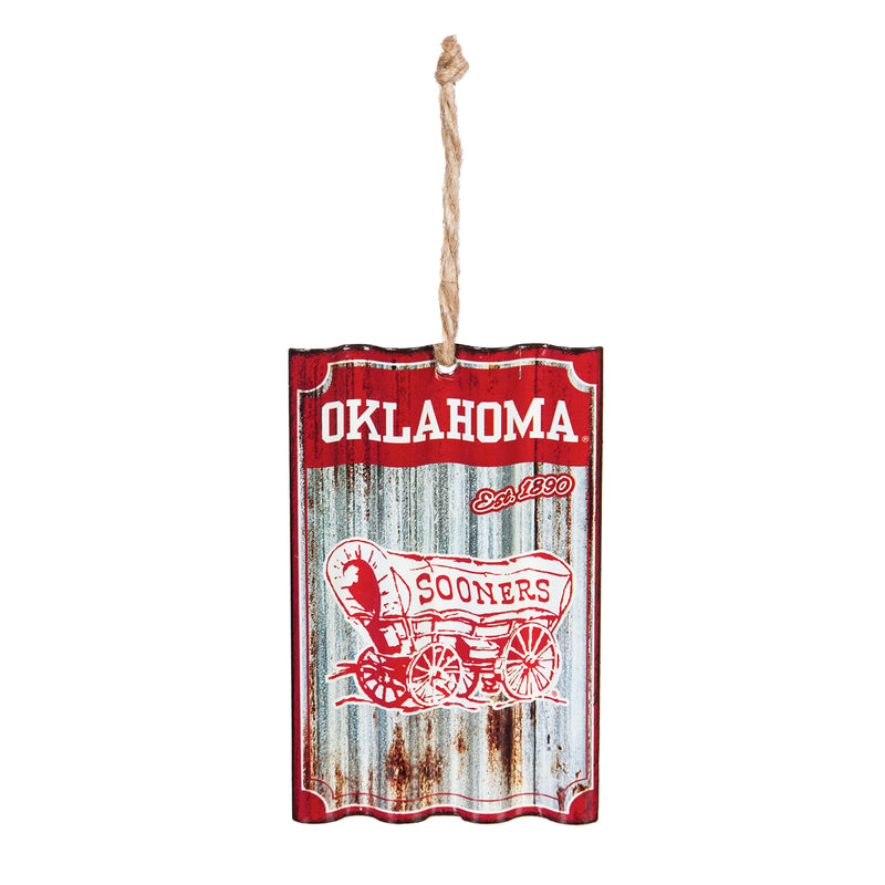 Team Sports America Oklahoma Sooners Corrugated Metal Ornament