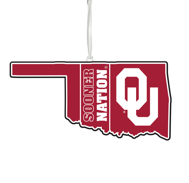 Team Sports America NCAA University of Oklahoma Festive State Shaped Christmas Ornament - 5" Long x 5" Wide x 0.2" High