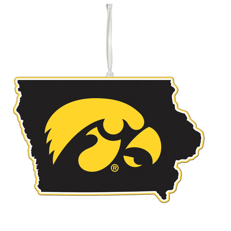 Team Sports America NCAA University of Iowa Festive State Shaped Christmas Ornament - 5" Long x 5" Wide x 0.2" High