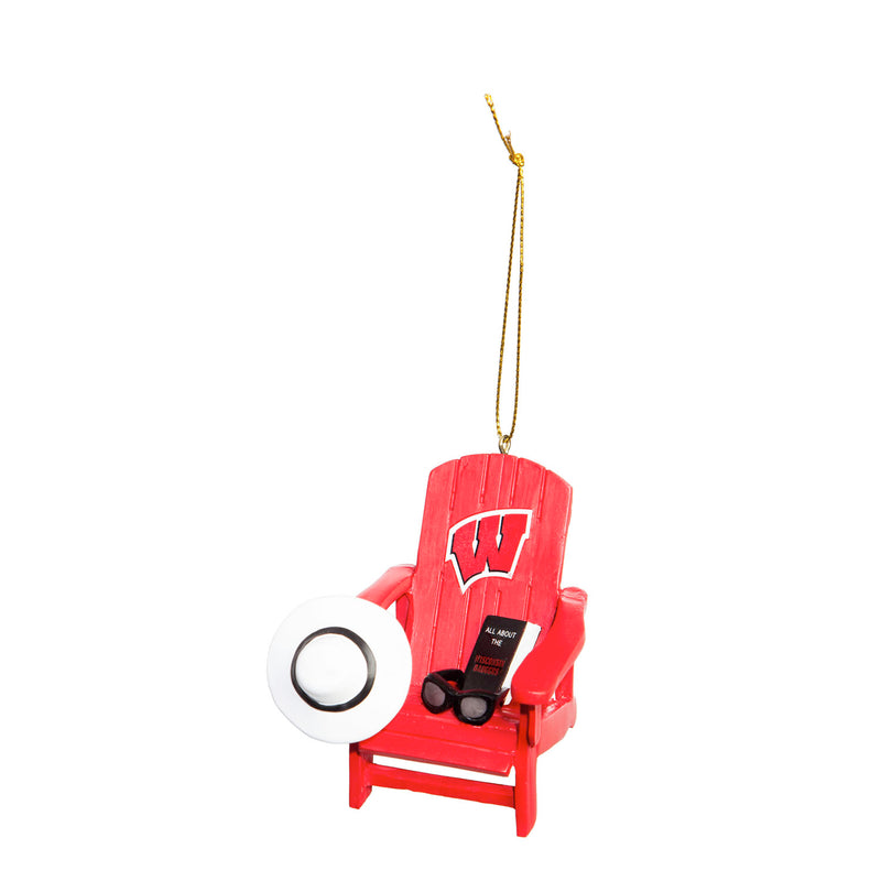 Team Sports America NCAA University of Wisconsin-Madison Stunning Beach Adirondack Chair Christmas Ornament - 3" Long x 3" Wide x 3" High