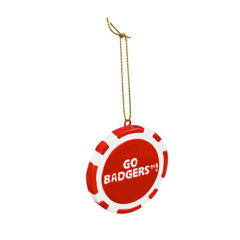 Team Sports America NCAA University of Wisconsin Unique Game Chip Christmas Ornament - 2.5" Long x 2.5" Wide x 0.25" High
