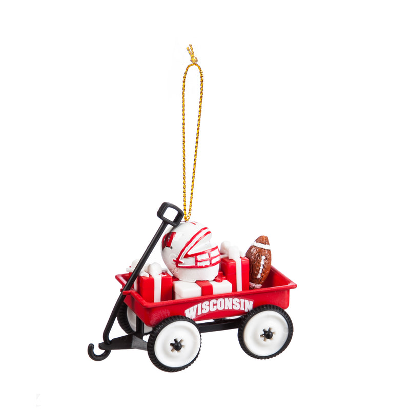 Evergreen Enterprises Team Wagon Ornament, Wisconsin, 3.13'' x 1.75 '' x 2.5'' inches