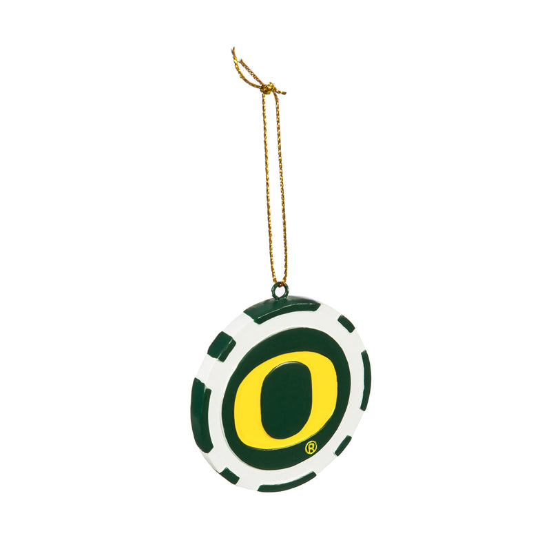 Team Sports America NCAA University of Oregon Unique Game Chip Christmas Ornament - 2.5" Long x 2.5" Wide x 0.25" High