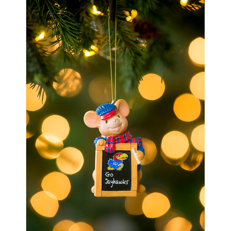 University of Kansas, Holiday Mouse Ornament Officially Licensed Decorative Ornament for Sports Fans Ornament