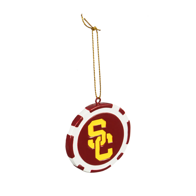 Team Sports America NCAA University of Southern California Unique Game Chip Christmas Ornament - 2.5" Long x 2.5" Wide x 0.25" High