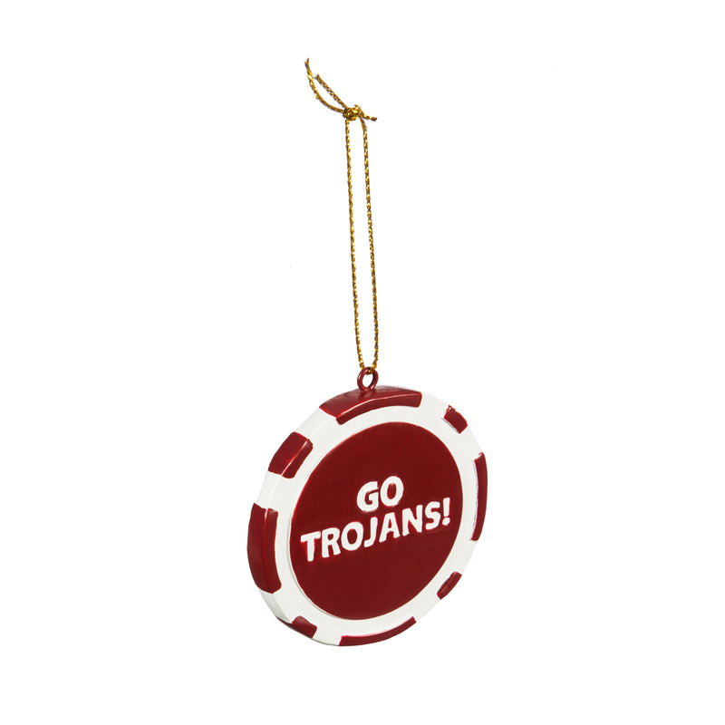 Team Sports America NCAA University of Southern California Unique Game Chip Christmas Ornament - 2.5" Long x 2.5" Wide x 0.25" High