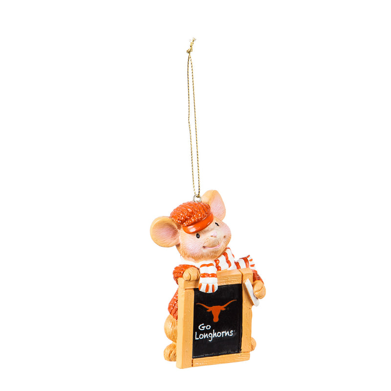 Evergreen University of Texas, Holiday Mouse Ornament, 2'' x 1.5 '' x 3.5'' inches