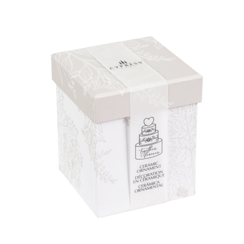 3D Porcelain Wedding Cake Ornament in Gift Box