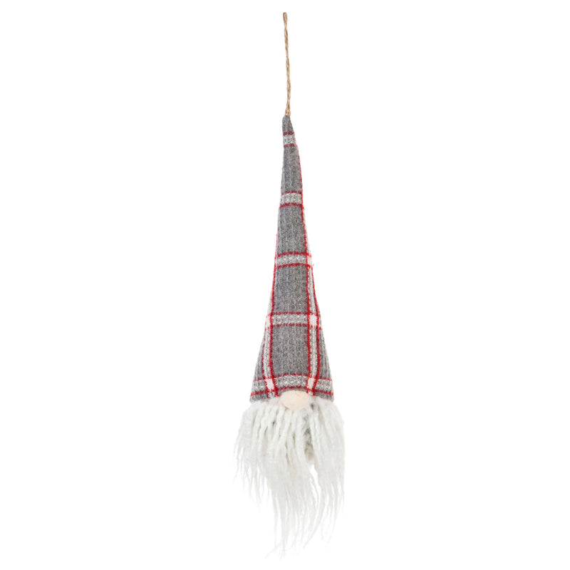 Fabric Gnome Ornament, Red Hat /Grey Plaid Hat, 2 Asst,3otf150