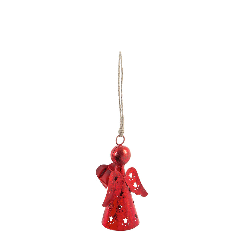 Red Metal Angel Ornament, Set of 2