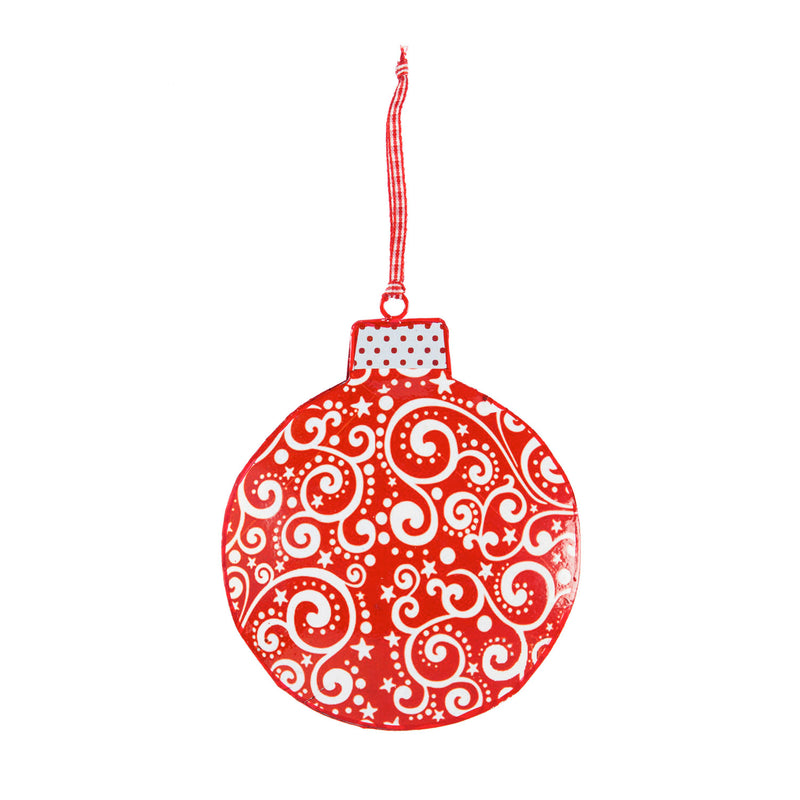 White Woodland Ornaments with Glitter, 2 Assorted, 4.3'' x 0.5'' x 5.3'' inches