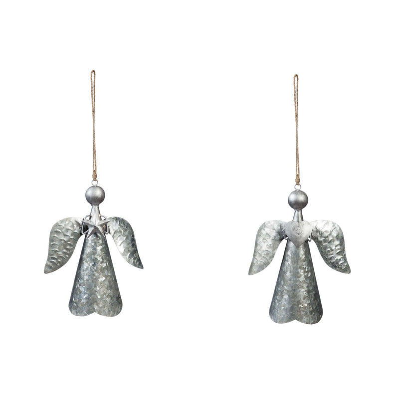 Galvanized Angel Ornament, 2 Asst,3otm241
