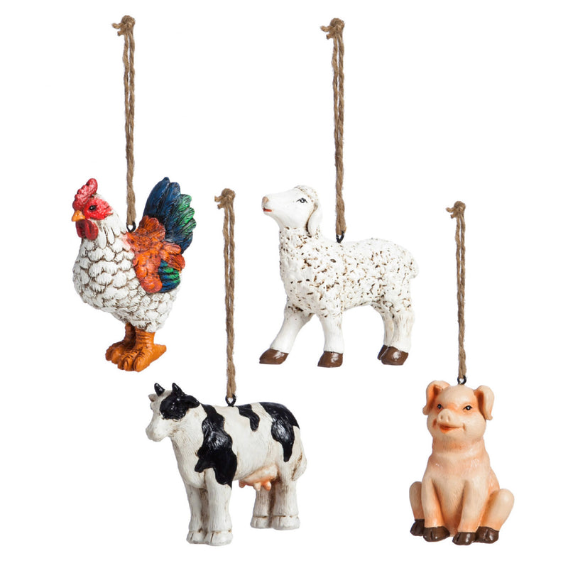 Polystone Farm Ornament, 4 ASST
