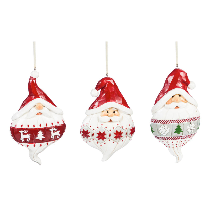Santa Ornament, 3 Assorted