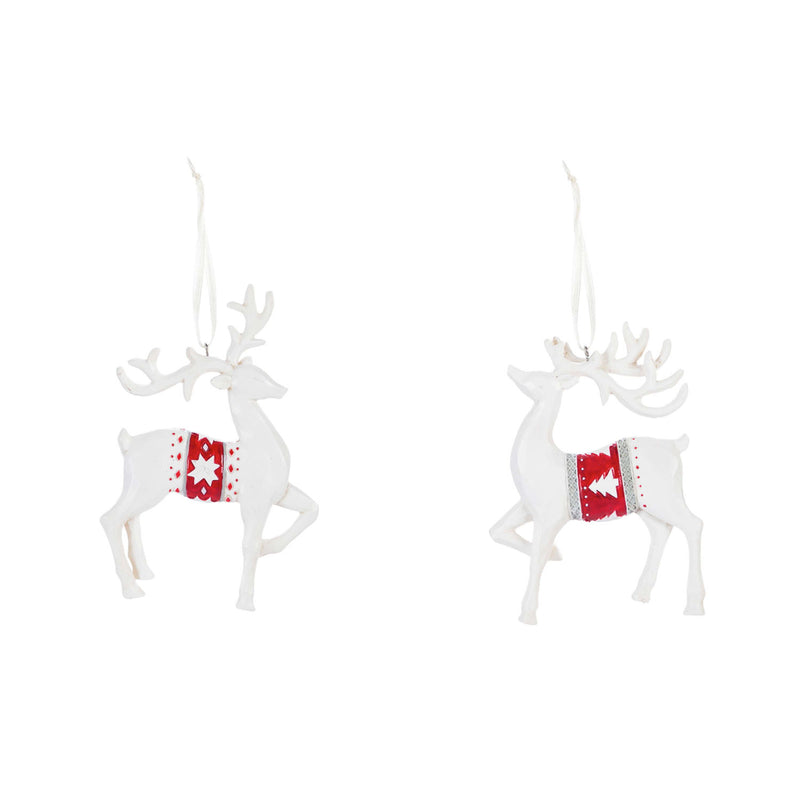 Resin Reindeer with Sweater Ornament, 2 Asst