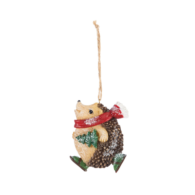 Resin Hedgehog Ornament with Scarf, 2 Asst