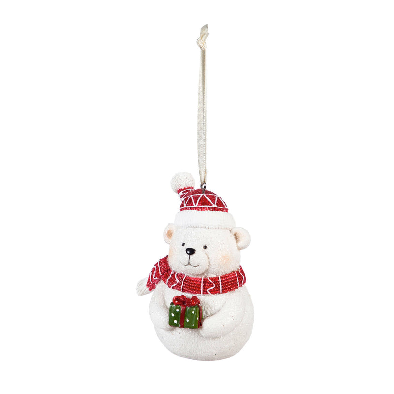 Resin Portly Ornament, Polar Bear/Penguin with Hat, 2 Asst