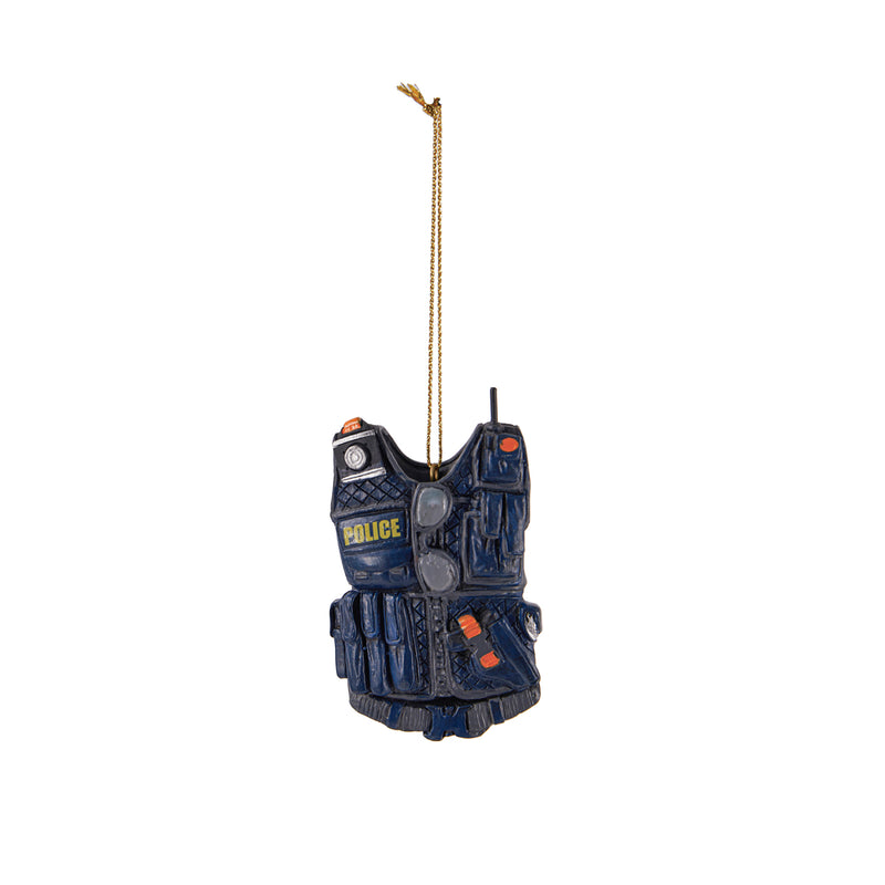 Polyresin Police Vest Ornament, 2.38"x0.88"x4.38"inches