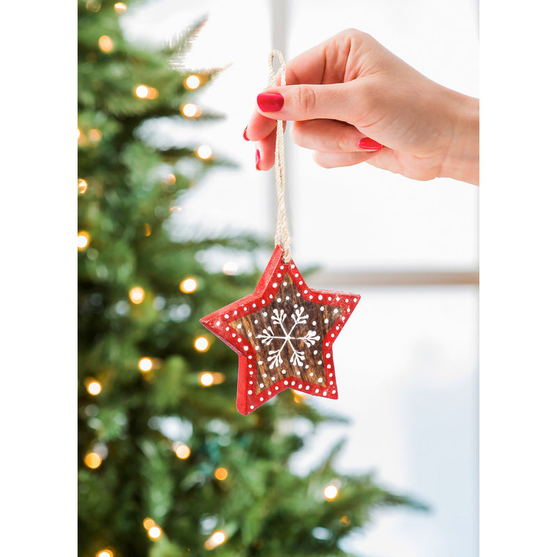 Red Bird with  Snow Covered Berries Tree Clip, Set of 4 in Acetate Box, 6'' x 2.8'' x 3.8'' inches