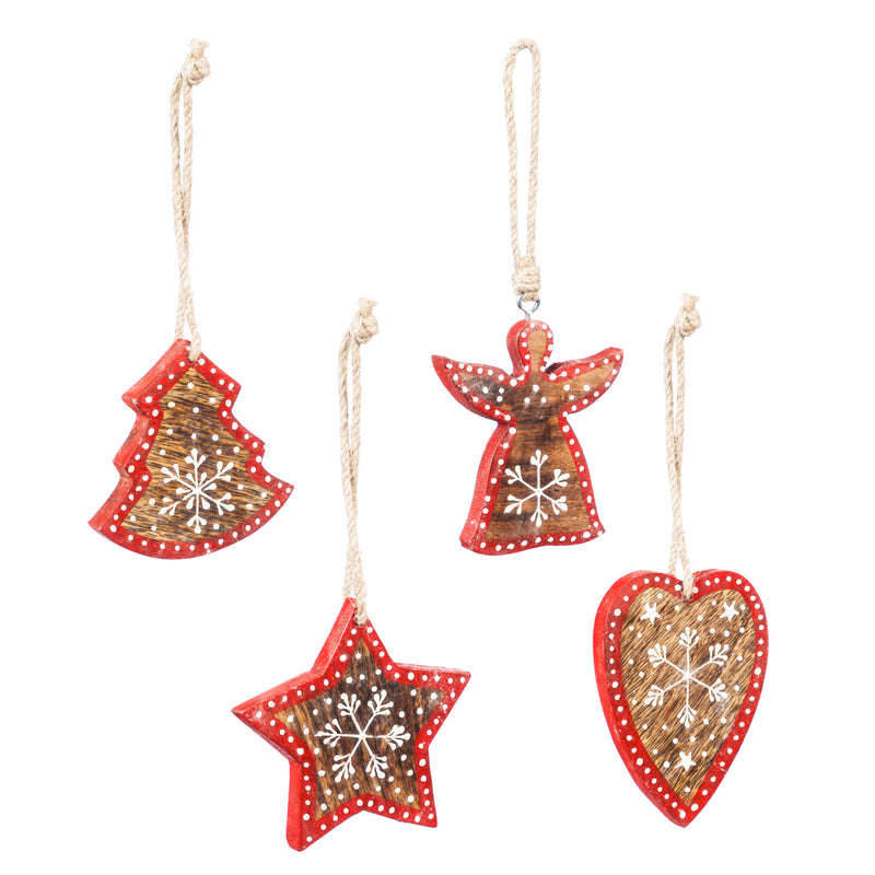 Red Bird with  Snow Covered Berries Tree Clip, Set of 4 in Acetate Box, 6'' x 2.8'' x 3.8'' inches