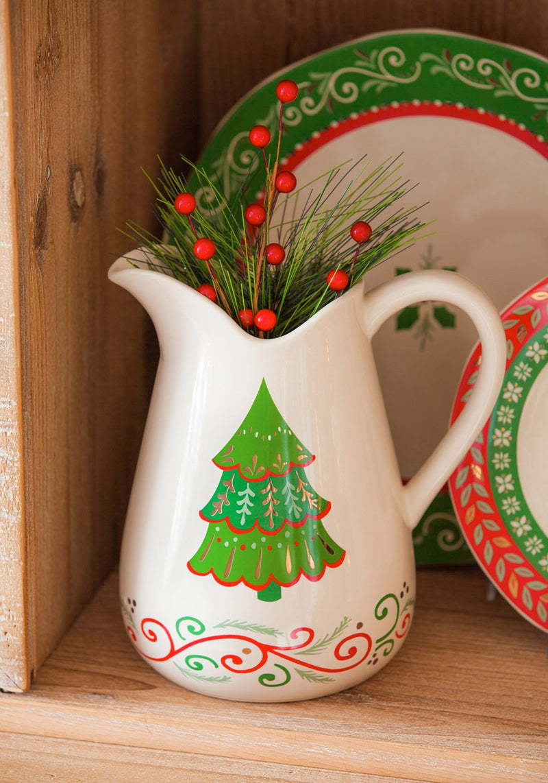 Cypress Christmas Traditions Ceramic Pitcher, 7.6'' x 7.1'' x 4.5'' inches