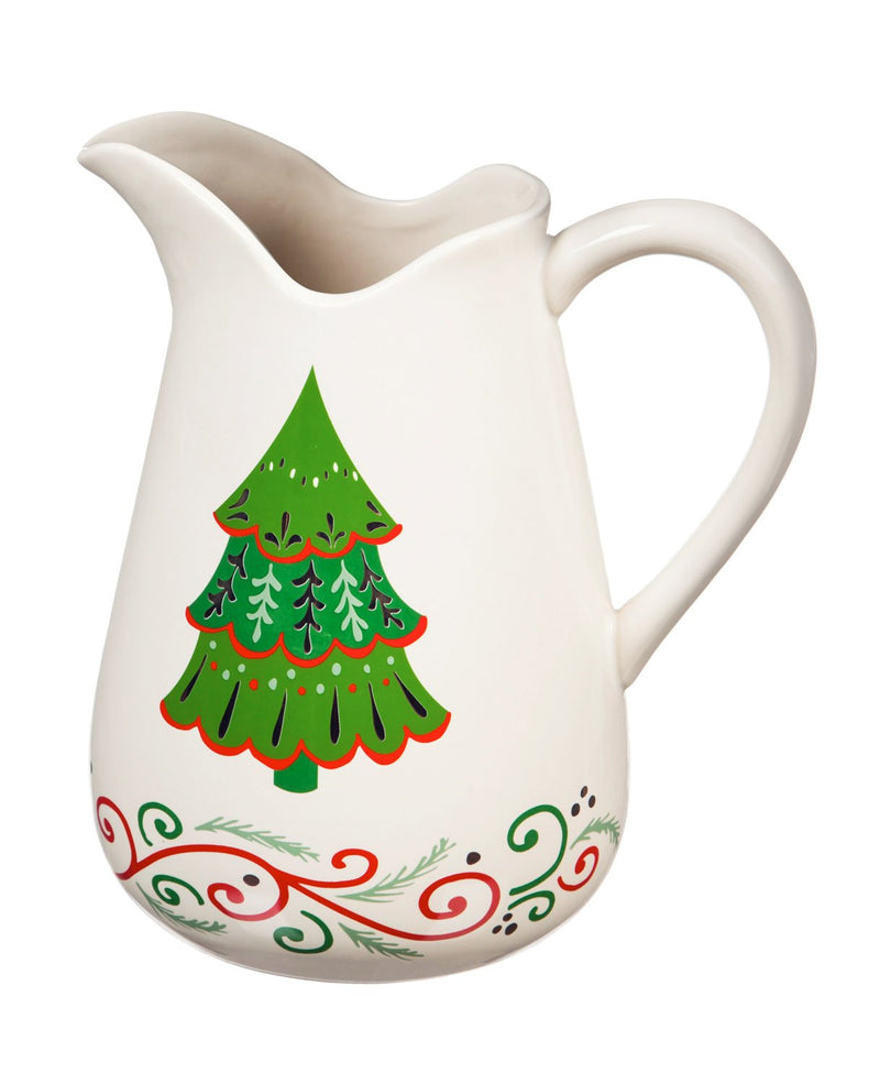 Cypress Christmas Traditions Ceramic Pitcher, 7.6'' x 7.1'' x 4.5'' inches