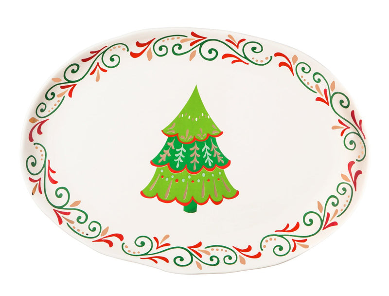 Cypress Christmas Traditions 14''x10'' Ceramic Platter, 14'' x 10'' x 1.3'' inches