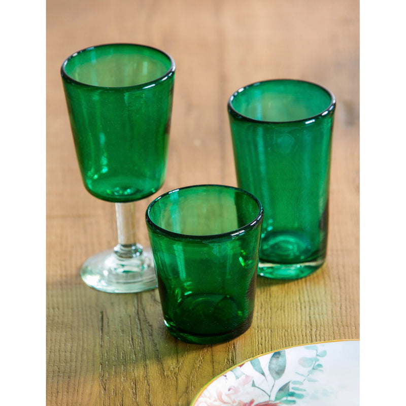 Evergreen Recycled Glass Tumbler, 10 OZ, Marcel- Emerald