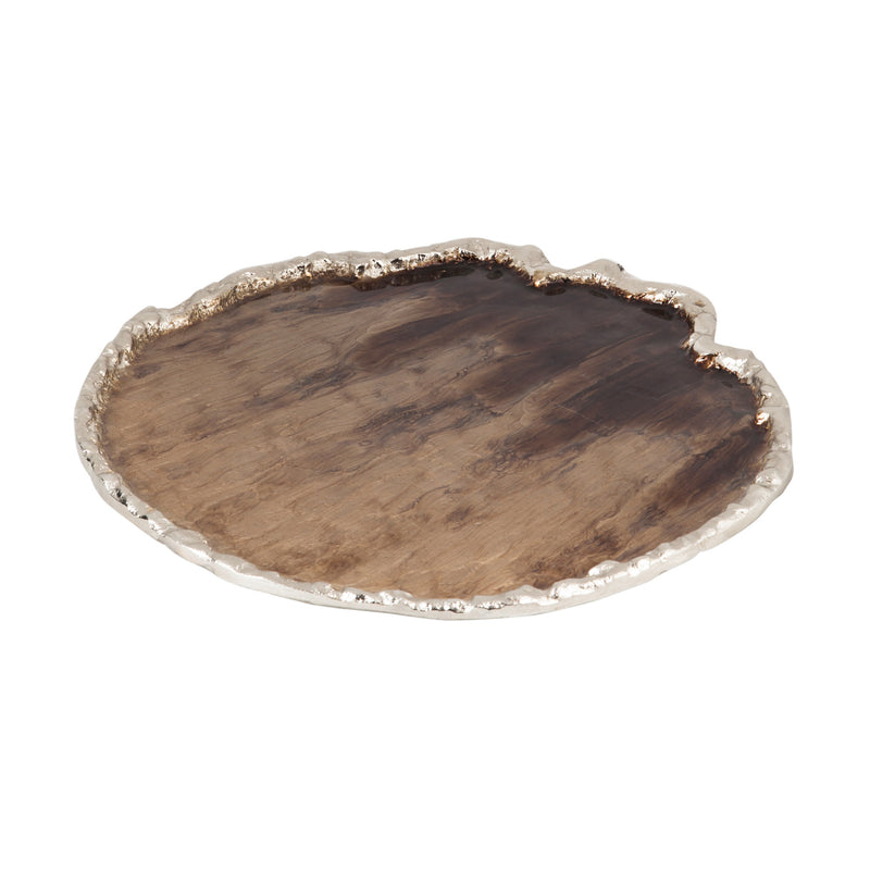 Evergreen Round Metal Tray, 12.5'' x 12.5'' x 0.5'' inches