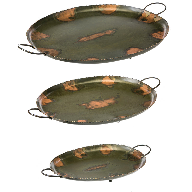 Evergreen Oval Tray, Set of 3, 24.5'' x 19.5'' x 1.4'' inches