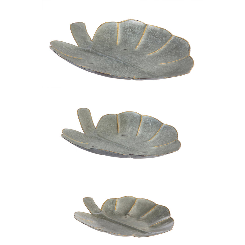 Evergreen Leaf Tray, Set of 3, 21.7'' x 15'' x 2.8'' inches