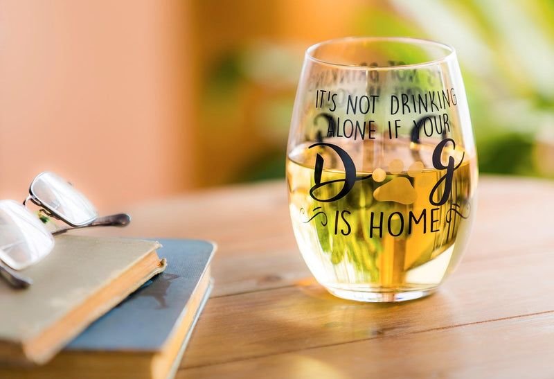 Not Drinking Alone Stemless Wine Glass - 4 x 5 x 4 Inches